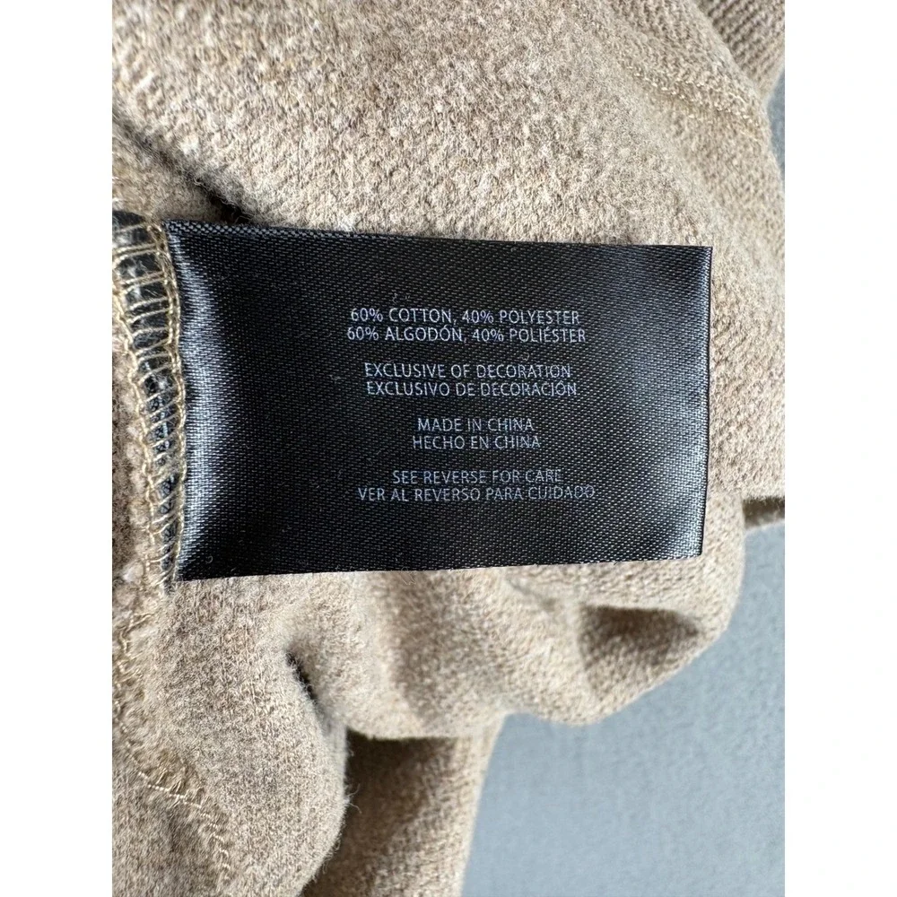Banana Republic Mens Tan Heather Quarter Zip Soft Pullover Sweater Large Logo